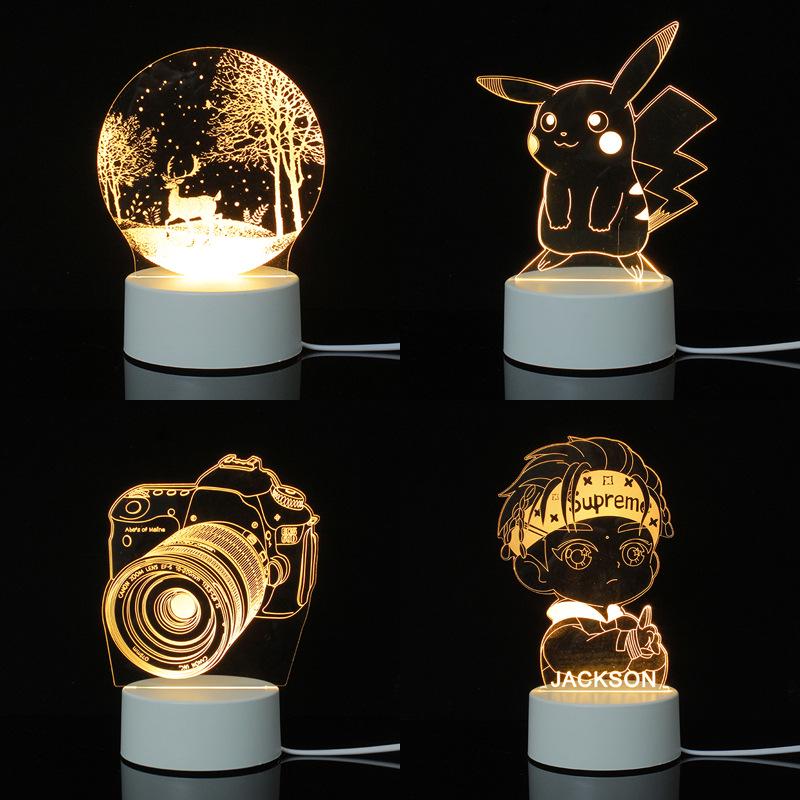 3D Cartoon Night Light: Custom Acrylic Bedside Lamp for Atmosphere & Gifts