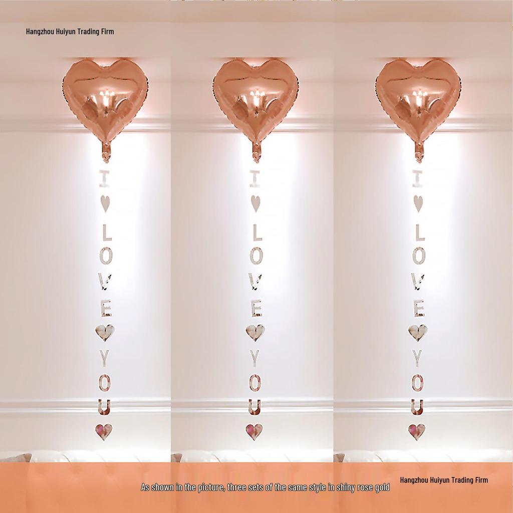 Honeymoon Love Heart Balloon Ceiling Set for Wedding and Bedroom Decor