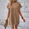 Round Neck Pocket Short Sleeved Women's Dresses