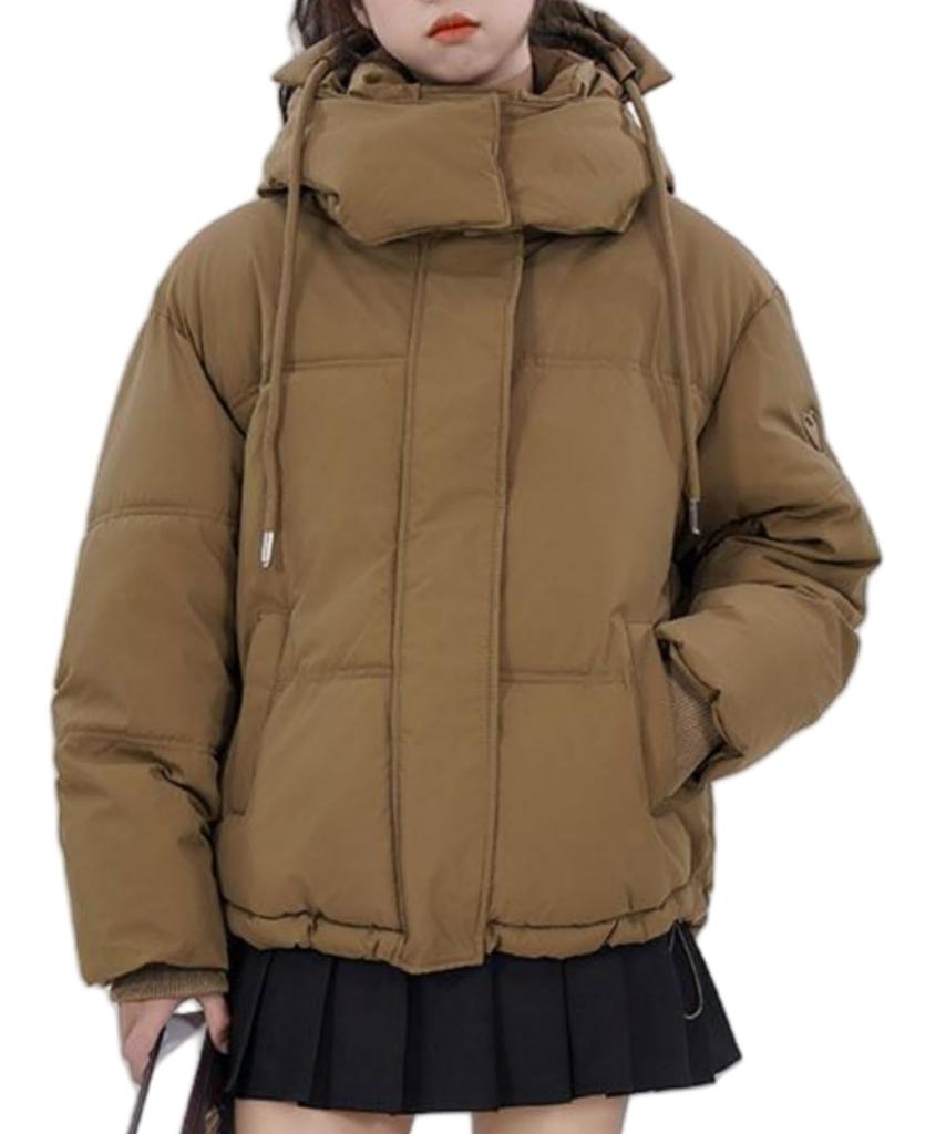 Down Padded Jacket with Short Outerwear for Fall and Loose Korean Perfect for Commuting and School [newsight] Women's Coat, Hood, Length, Winter,