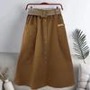 Sommer Ensfarge Løs Casual med belteskjørt Kvinner Vintage Estetisk Elegant festkjole Kvinne Høy midje Sexy Femme-klær