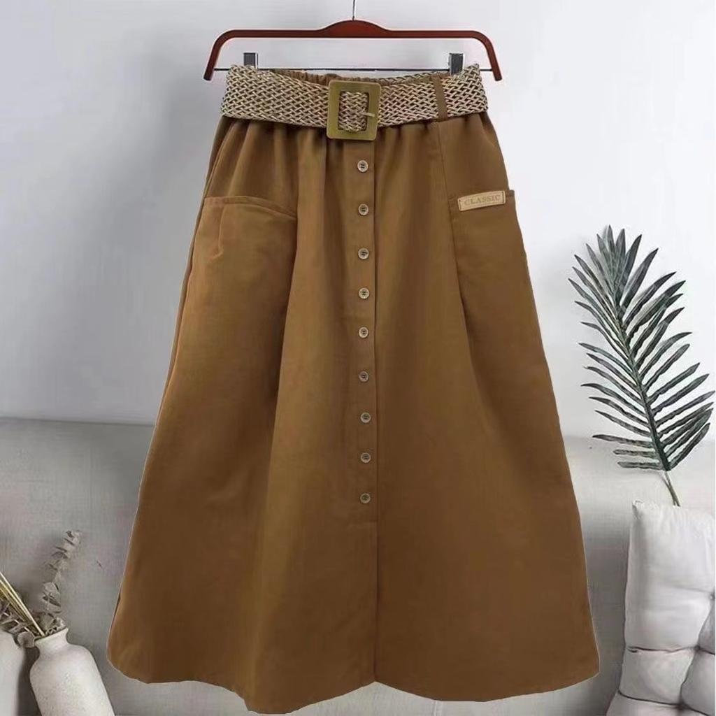 Sommer Ensfarge Løs Casual med belteskjørt Kvinner Vintage Estetisk Elegant festkjole Kvinne Høy midje Sexy Femme-klær