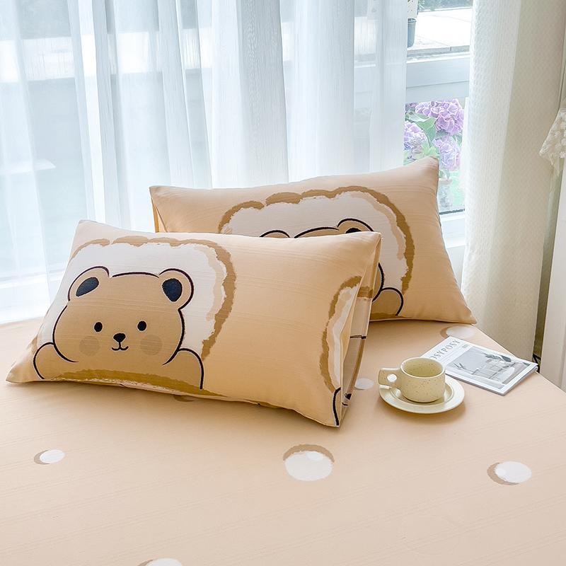 Cute Bear Pattern Bed Sheet Set Cartoon Style 100% Cotton Soft Bed Linen for Kids Boys Girls Bedroom Decoration Bedding Set
