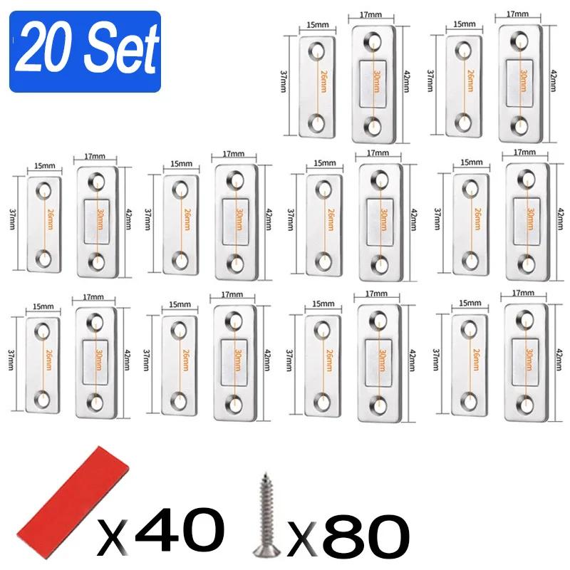 Door Magnet Self Adhesive Magnetic Cabinet Catches Invisible Magnets Door Stopper Patch Furniture Drawer Window Closer Latch
