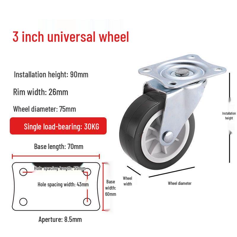 1-3 Inch Silent Swivel Caster Wheels with Brakes for Furniture and Trolleys