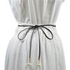 2Pcs Fashion Woven Waist Rope Adjustable Laceup Waist Belt with Pearls Decors for Women Dresses and Skirt All Matching