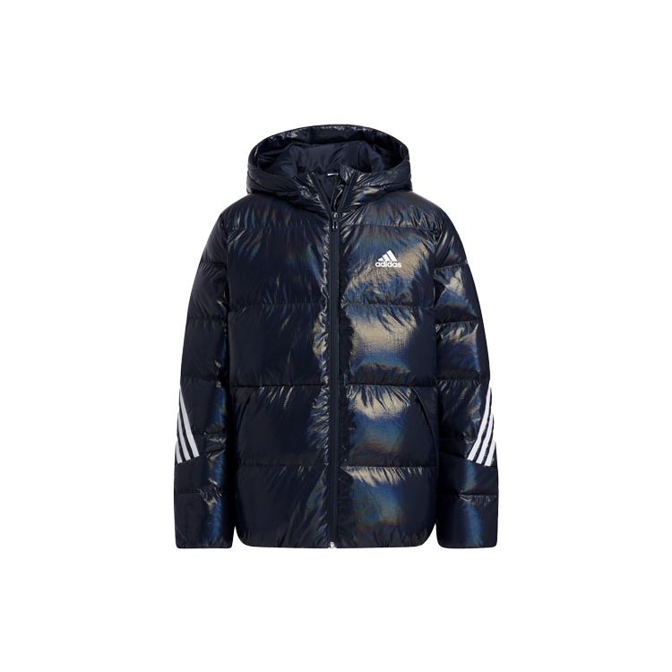 

Adidas Yk Metallic Down Jacket With Side Stripe Logo Kids Jackets Legendary-Ink-Blue H45023 A164
