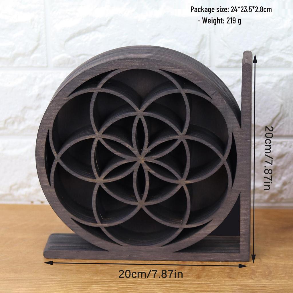 New Moon & Sun Round Wooden Wall Crystal Shelf - Home & B&B Pendant Decor