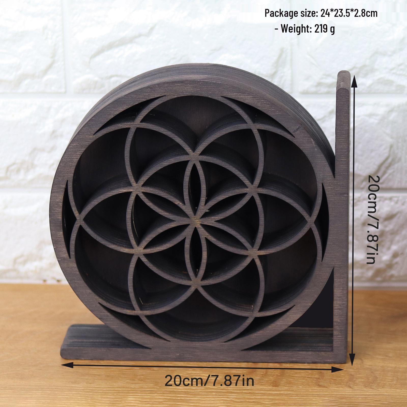 

Круглая деревянная настенная полка для кристаллов «Новолуние и Солнце» - Домашний и B&B подвесной декор