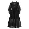 Halloween Gothic Dresses for Girls Butterfly Sleeve Lace Up Dress Cold Shoulder Flowy Medieval Cosplay Dress