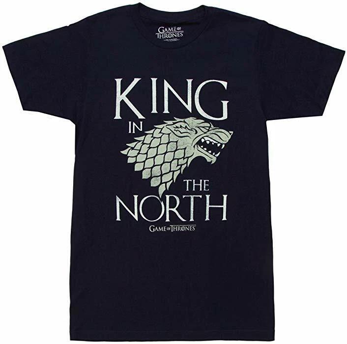 

Game Of Thrones KING IN THE NORTH Stark Direwolf 100% Cotton T-shirt Mens Tees Top Navy NWT S-3XL Official S
