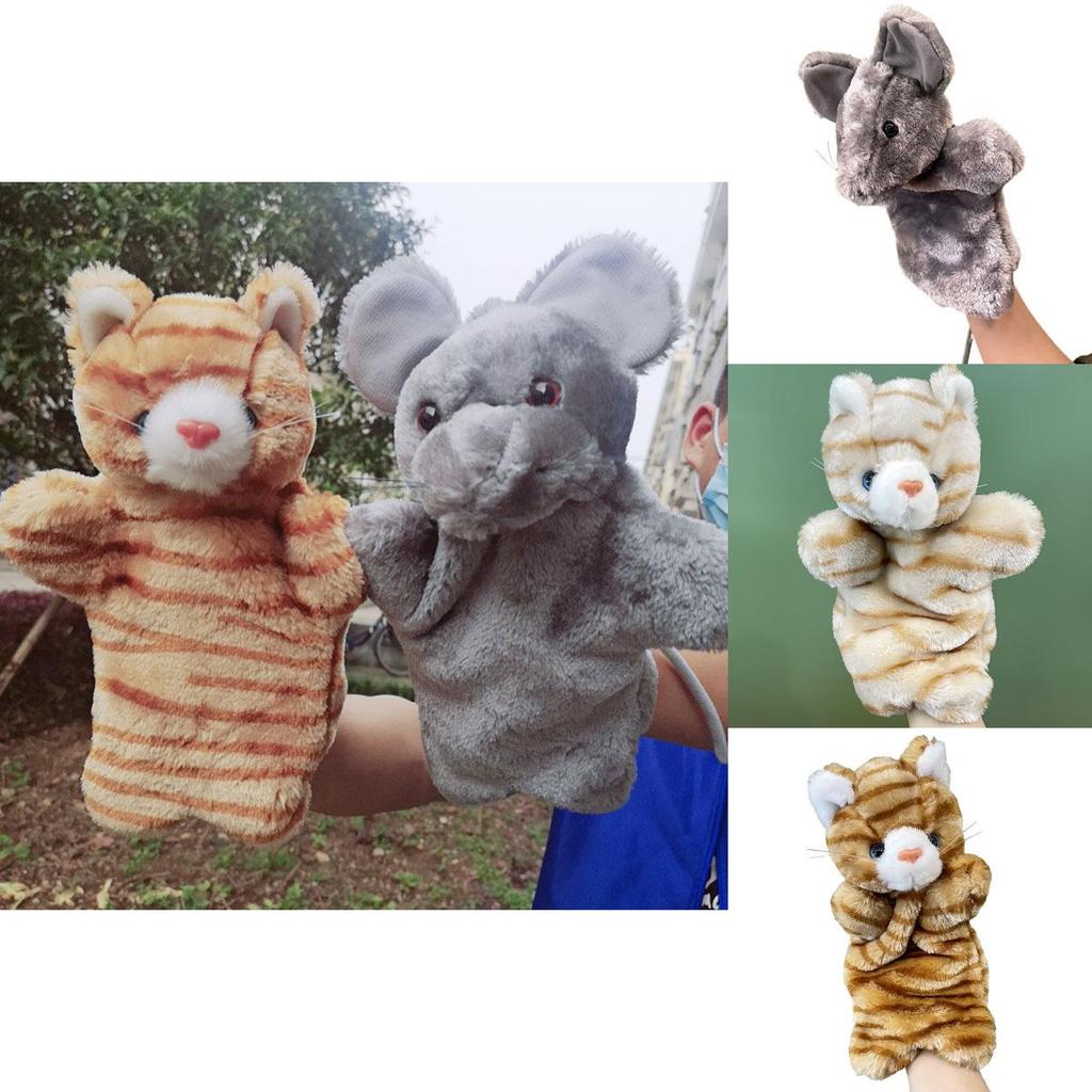 Niedriges Katzen-Plüsch-Handpuppen-Spielzeug mit PP-Baumwollfüllung für Kinder zum Geschichtenerzählen und Spielen