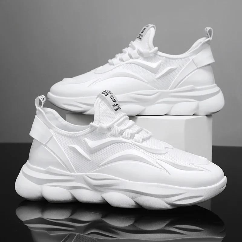 Letnie Oddychające Sneakersy Męskie Modne Outdoorowe Casualowe Sneakersy Męskie Projektanckie Czarne Uniwersalne Buty na Platformie Tenis Para Hombre