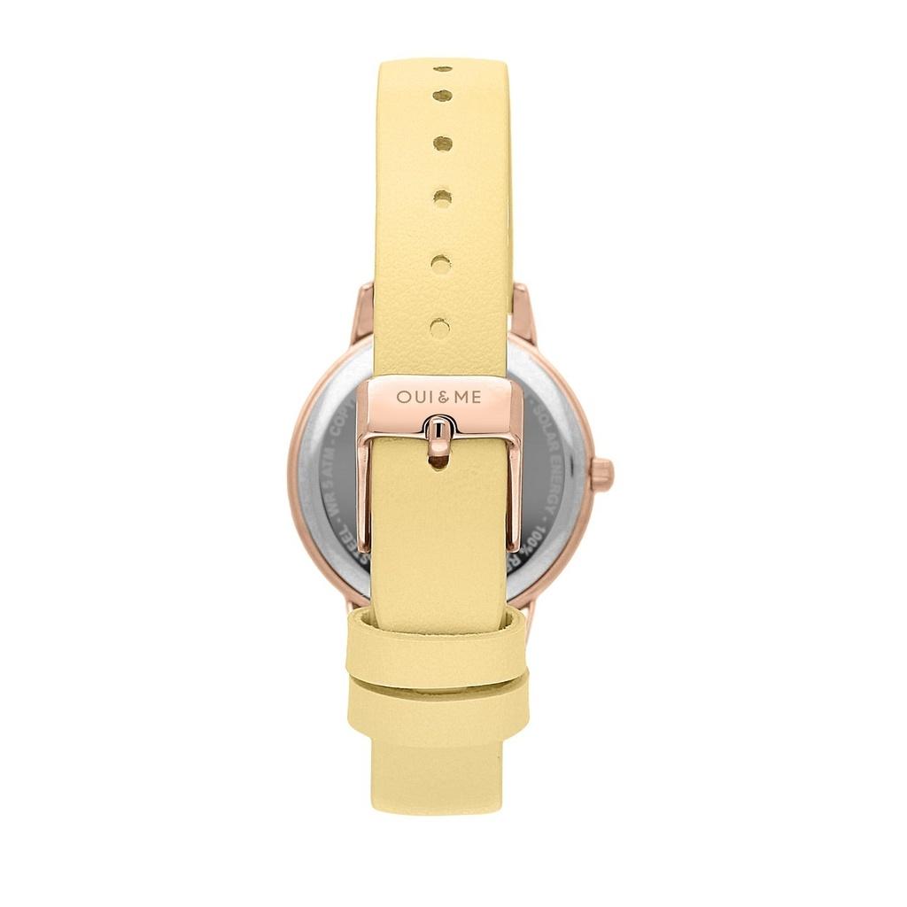 Oui & Me Fleurette Yellow Leather Strap White Dial Quartz ME010377 Women's Watch