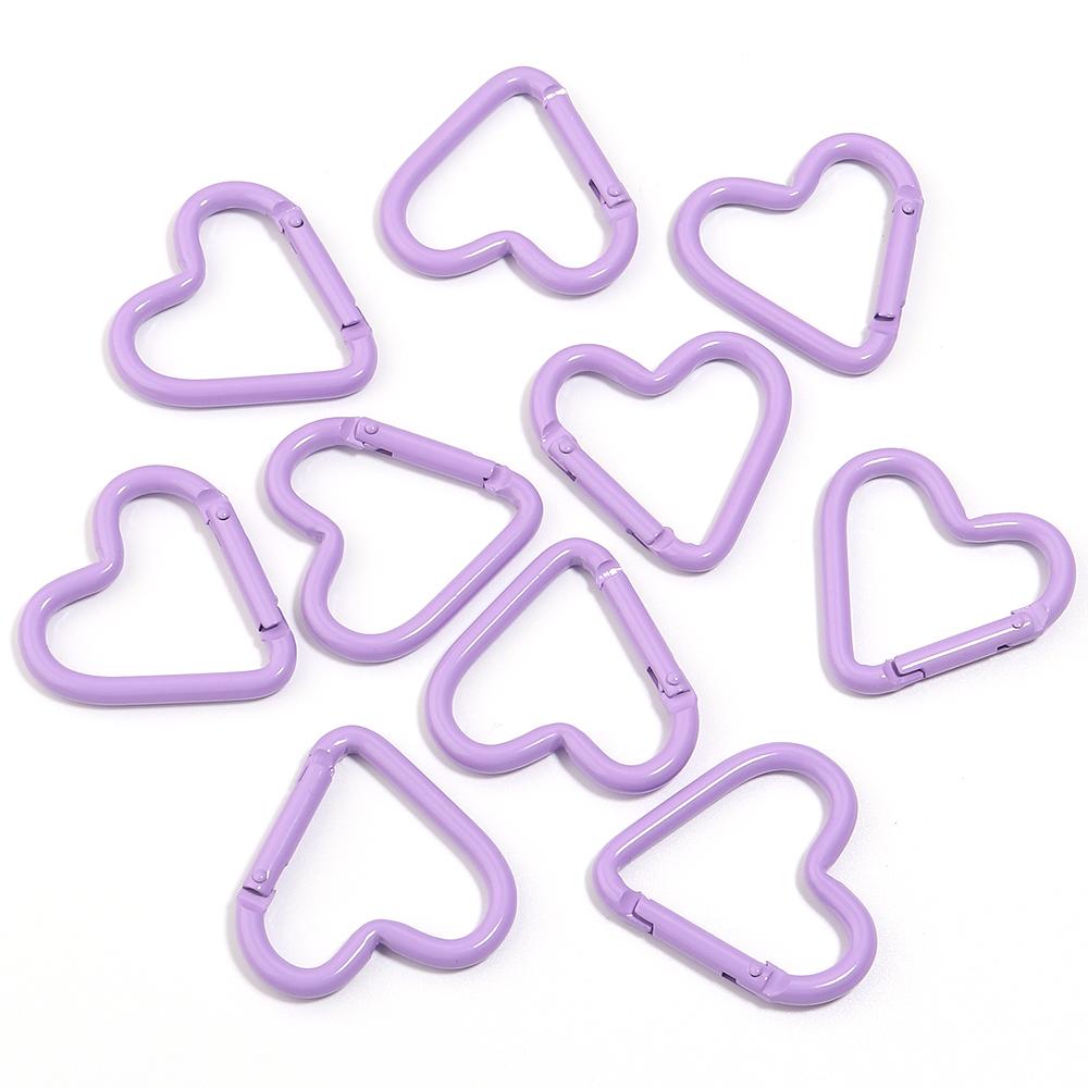 5pcs/lot Spray Painted Heart-shaped Spring Clasps Carabiner Keychain Clips Hook Dog Chain Diy Jewelry Buckle Connector Supplies