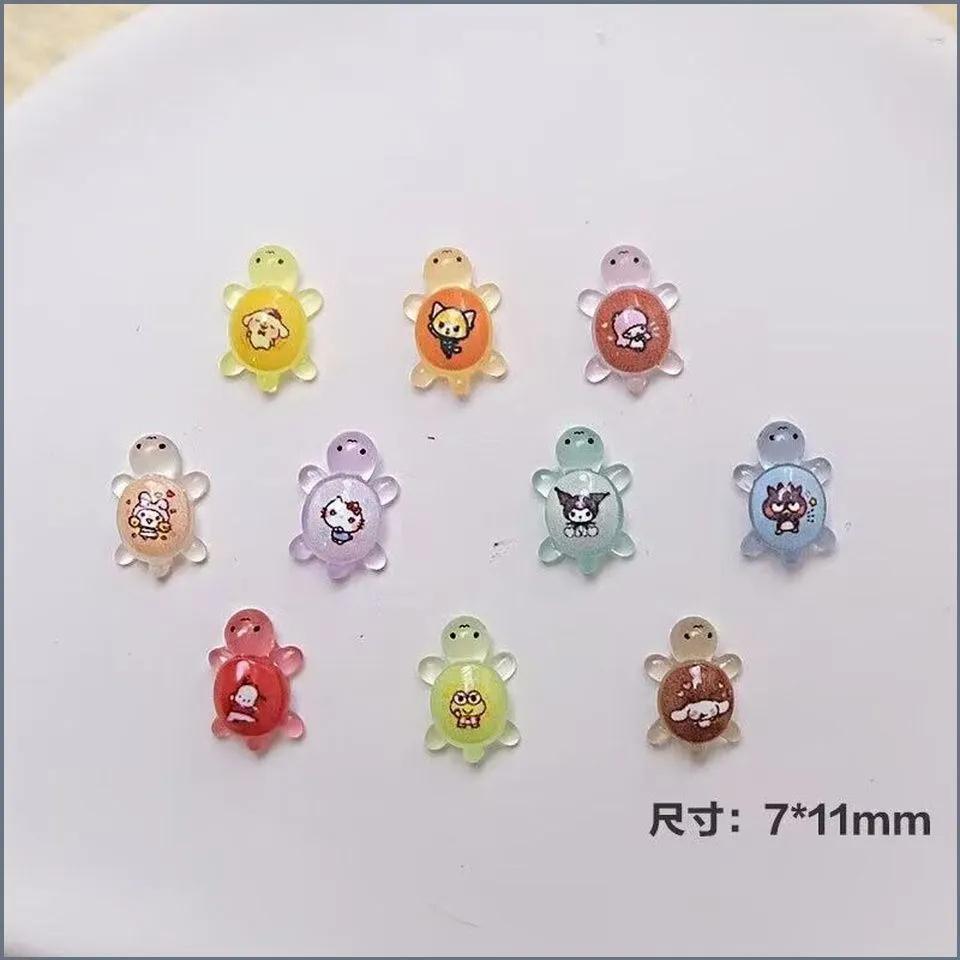 100pcs Glow in the Dark Small Turtle Cartoon Nail Art Decorations Resin Flatback Embellishments for DIY Nail Design Accessories One Size