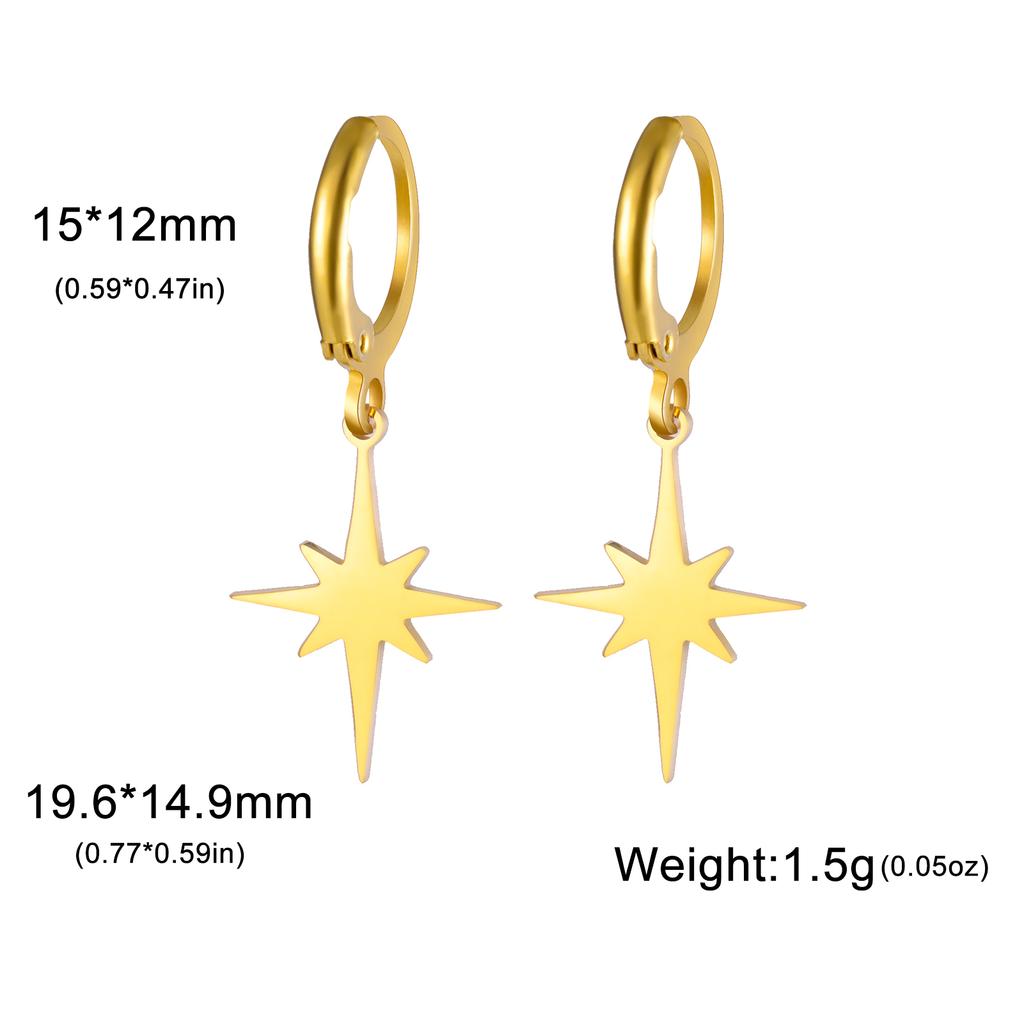Moon Star Drop Earrings for Women Gold Stainless Steel Hoop Earrings Simple Fashion Jewelry Gift