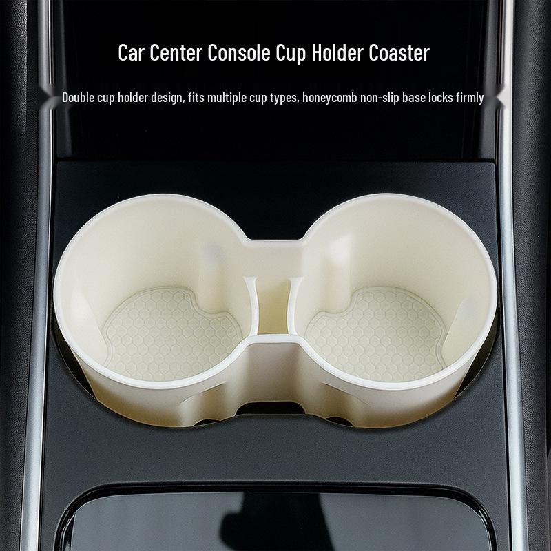 Tesla Car Center Console Silicone Coaster & Wireless Charger Cup Holder Storage Box