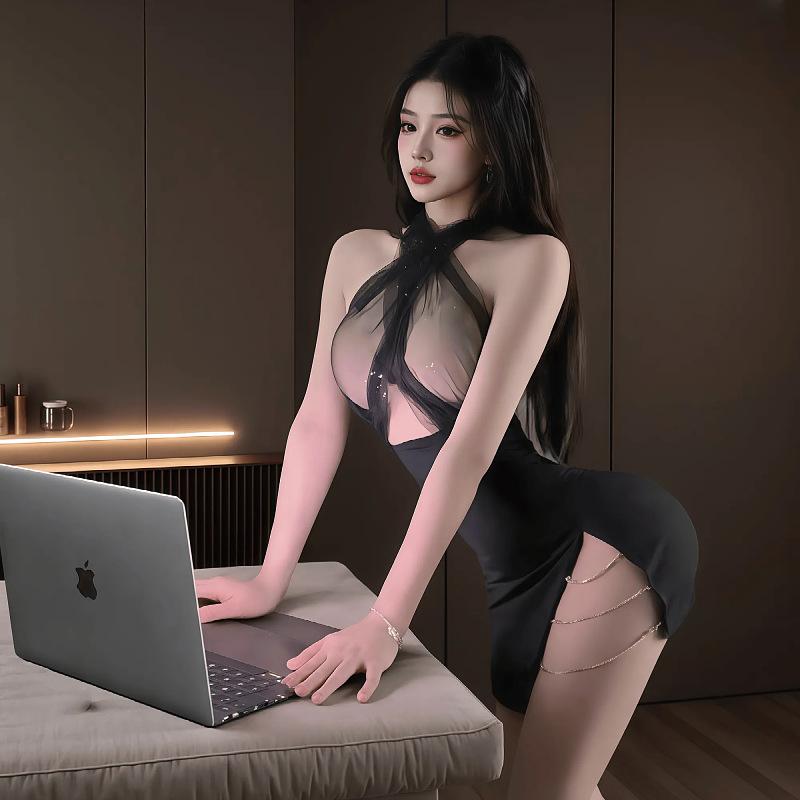 Sex lingerie sweet beautiful woman servant cosplay hollowed lace hip wrap temptation pure desire uniform suit sexy