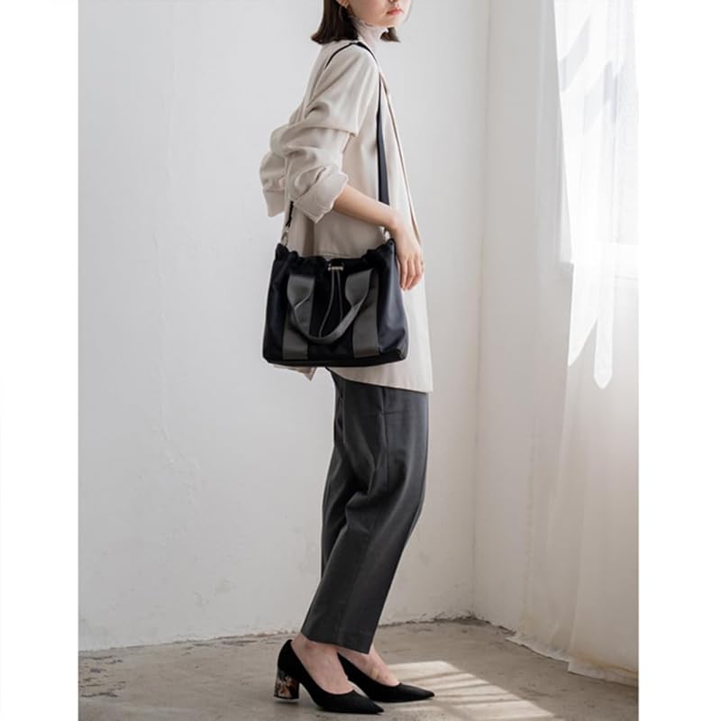 [VITAFELICE] Vita Felice Purse Nylon 2way Tote Bag Ladies Inb-90025z (black Gray)