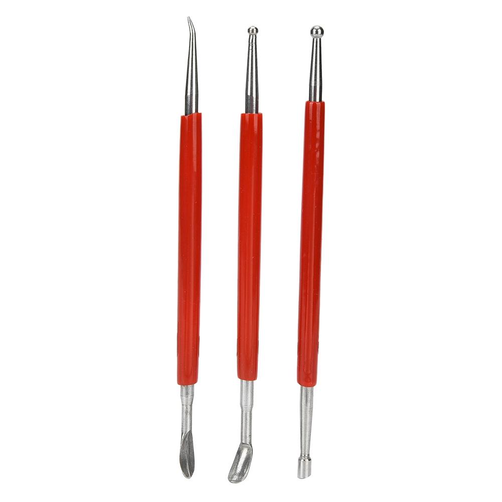 3 Stück Rot Edelstahl DIY Kantenprägen Schnitzen Griffwerkzeug für Leder Detail Skulptur