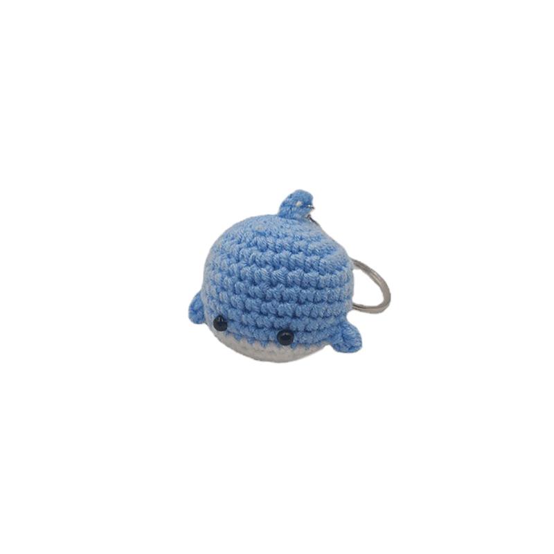 Cartoon Little Whale Keychain Hanging Handmade Crochet Pendant Car Bag Accessories Diy Woollen Making Small Toy Ornaments Gift