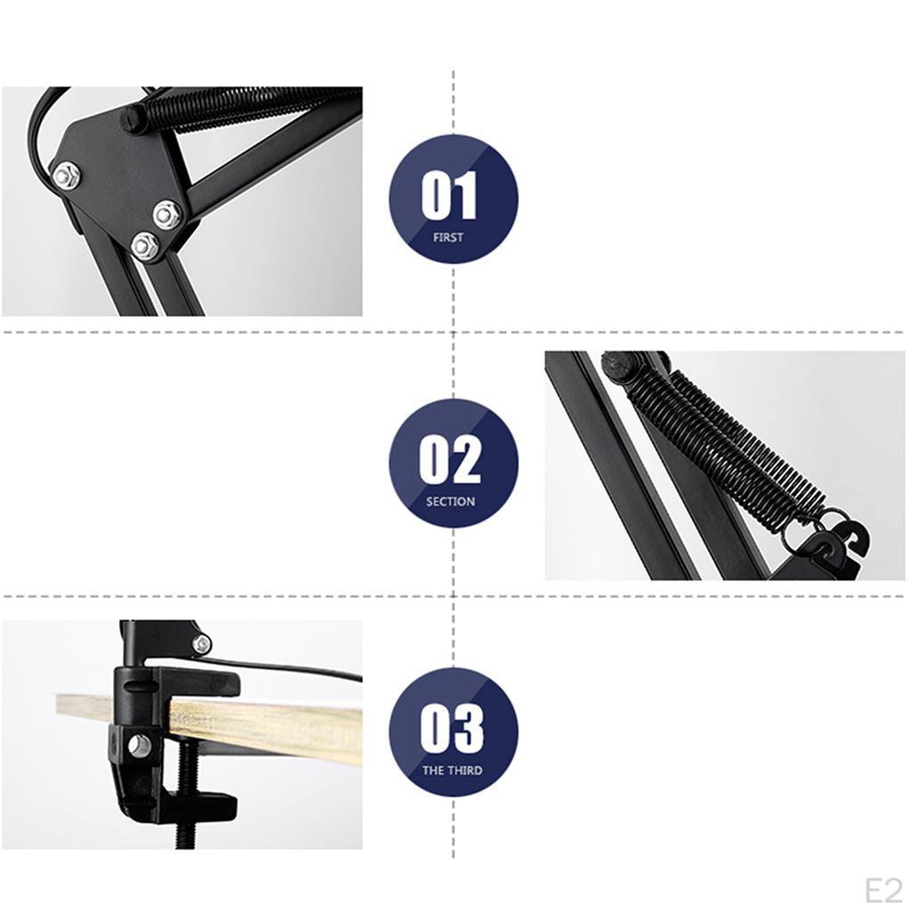 Desk Lamp, Interchangeable Base Or Clamp, Classic Study Table Multi-Joint, Adjustable Arm, 3