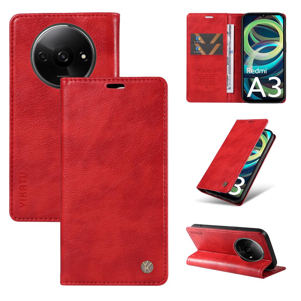 YIKATU YK-006 For Xiaomi Redmi A3 4G/Poco C61 4G Case Folio PU Leather Magnetic Absorption Phone Cover