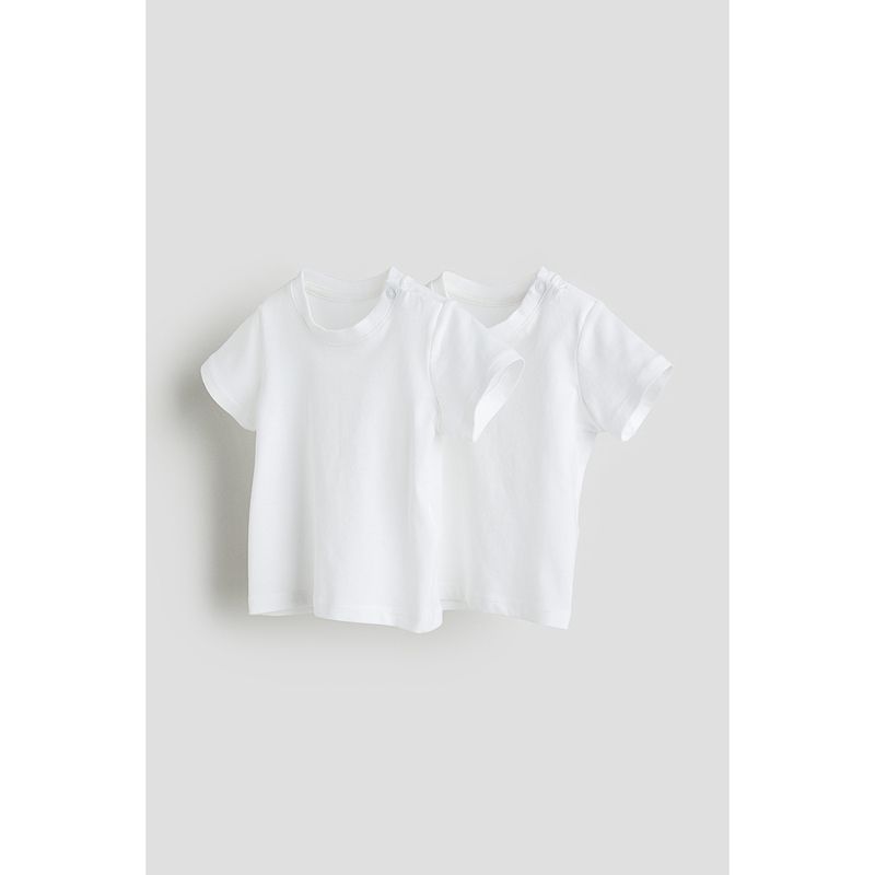 

HM Children s Clothing Baby Boy Baby Girl T-shirt 2 Pieces Autumn Plaid Soft and Simple Short Sleeve round Neck Top 1088053 White 59/40