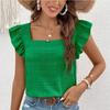 Solid Color Casual Blouses for Women Fashion Summer Fashion Women's Shirts Elegant Sweet Loose Ruffles Sleeve Female Tops