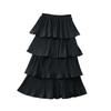 Solid Color High Waist Pleated Cake Skirt Pure Color High Waist Pleated Tiered Skirt