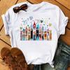 Funny Summer Disney Villains Printed Women T Shirts Round Neck Y2k Clothes Cartoon Graphic T Shirts 90s Female Tops Tees