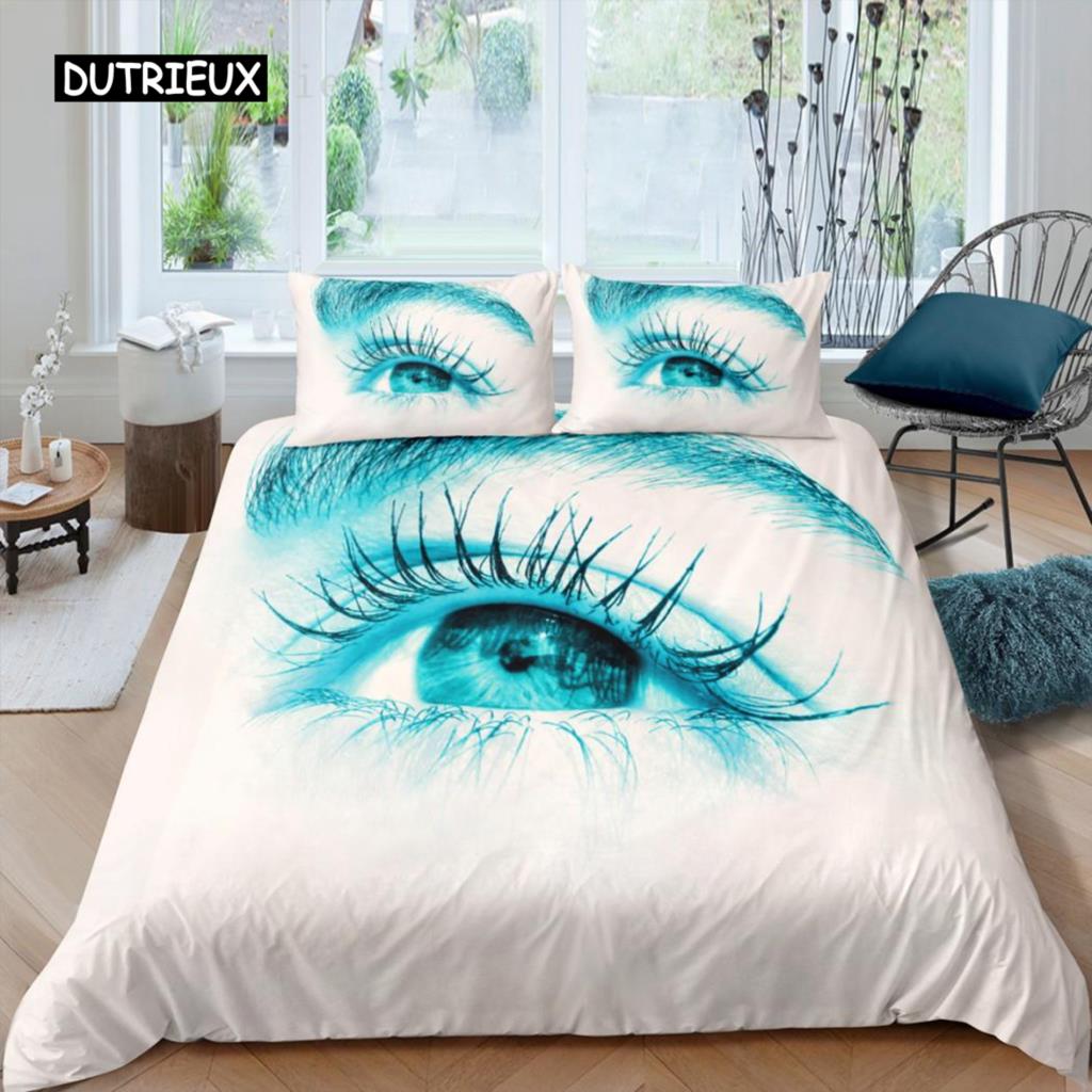 Cartoon Eyes Duvet Cover Set Facial Features Face Organs Twin Bedding Set for Adult Kids Queen King Microfiber Comforter Cover