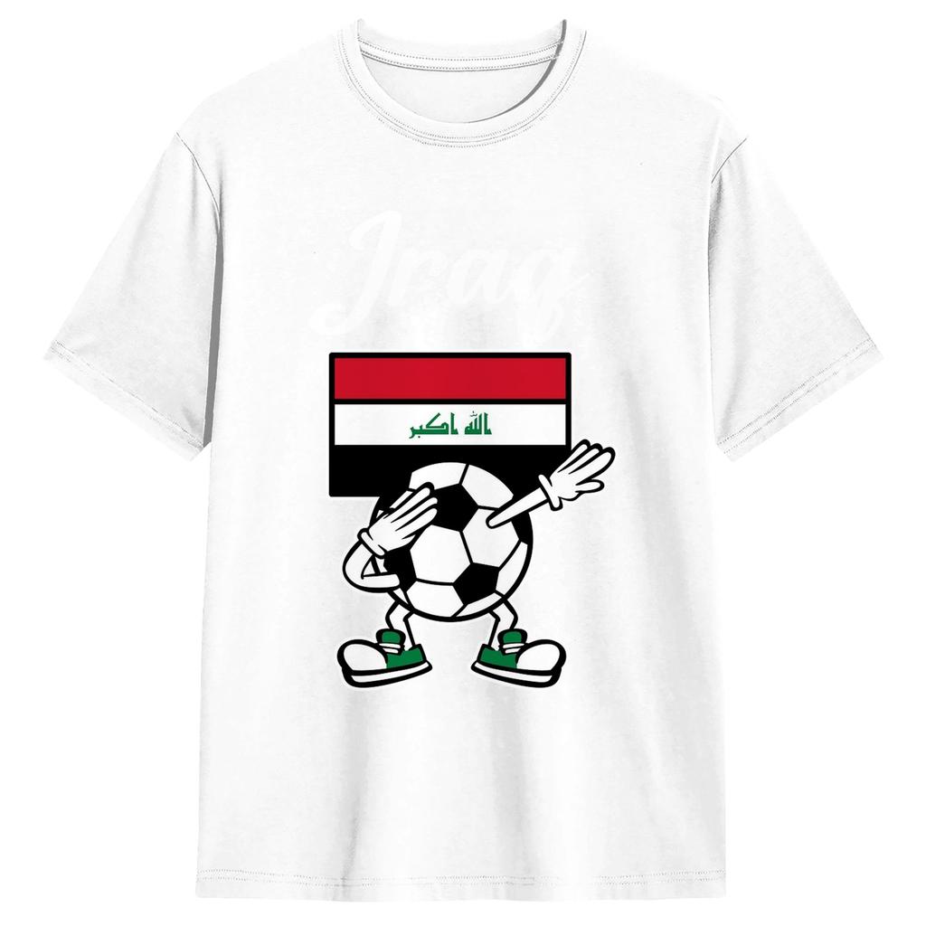Harajuku TShirt Summer Iraq Flag Iraqi Soccer Fashion TShirts Pure Cotton Tshirt for Unisexs Aesthetic Short Sleeve Top Tees