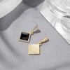 Black Enamel Rhombus Pendants Dangle Earrings for Women Rhinestone Side Square Geometric Statement Female Boho Ear Jewelry