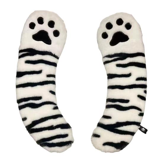 Toilet Seat Cover Striped Paw Pattern Non-Slip Washable Soft Thick Pad Winter Plush Toilet Seat Cushion Bathroom Decor чёрный