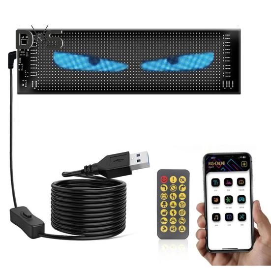 Bunte Augenlampe, flexibler weicher Bildschirm für Fenster, dynamische LED-Leuchten zum Selbermachen, Smartphone-Steuerung, wasserdichte LED-Augen für Autofenster