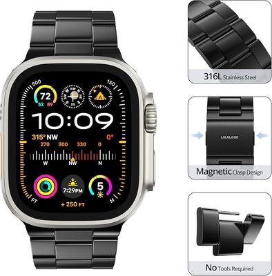 Strap for Apple Watch Series 10 46mm/Ultra 2/Ultra 49mm/9 8 7 45mm/SE (2023) SE (2022) SE 6 5 4 44mm/3 2 1 42mm Stainless Steel Band