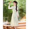 Elegant New Chinese Style Textured Print Dress