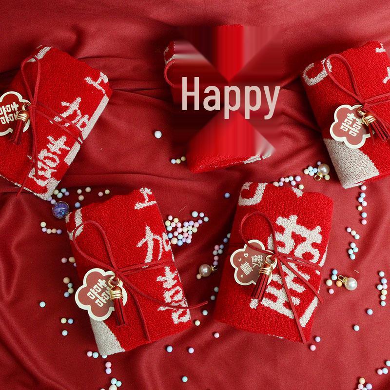 Festive Pure Cotton Red Gift Towel for Candy Display - Perfect for New Year, National Day, and Mid-Autumn Celebrations
