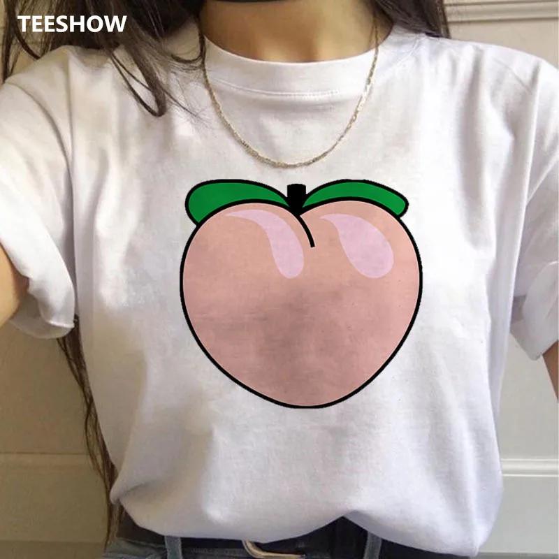 Peach Harajuku Small Fresh T Shirts Unisex Print Korean Style Tshirts 90s Peachy Graphic Tshirts Fashion Funny Top Tees Female