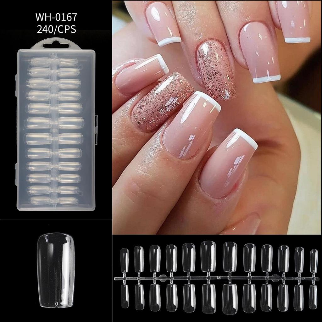 Nail Thin Nail Piece Free Engraving Grinding Trapezoidal Water Drop Almond Scrub Full Paste Half Paste Extension 240 Pieces