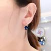Purple Gold-Plated Rose Gold Inlaid Oval Egg Surface Bluestone Earrings Fashion Temperament Earrings