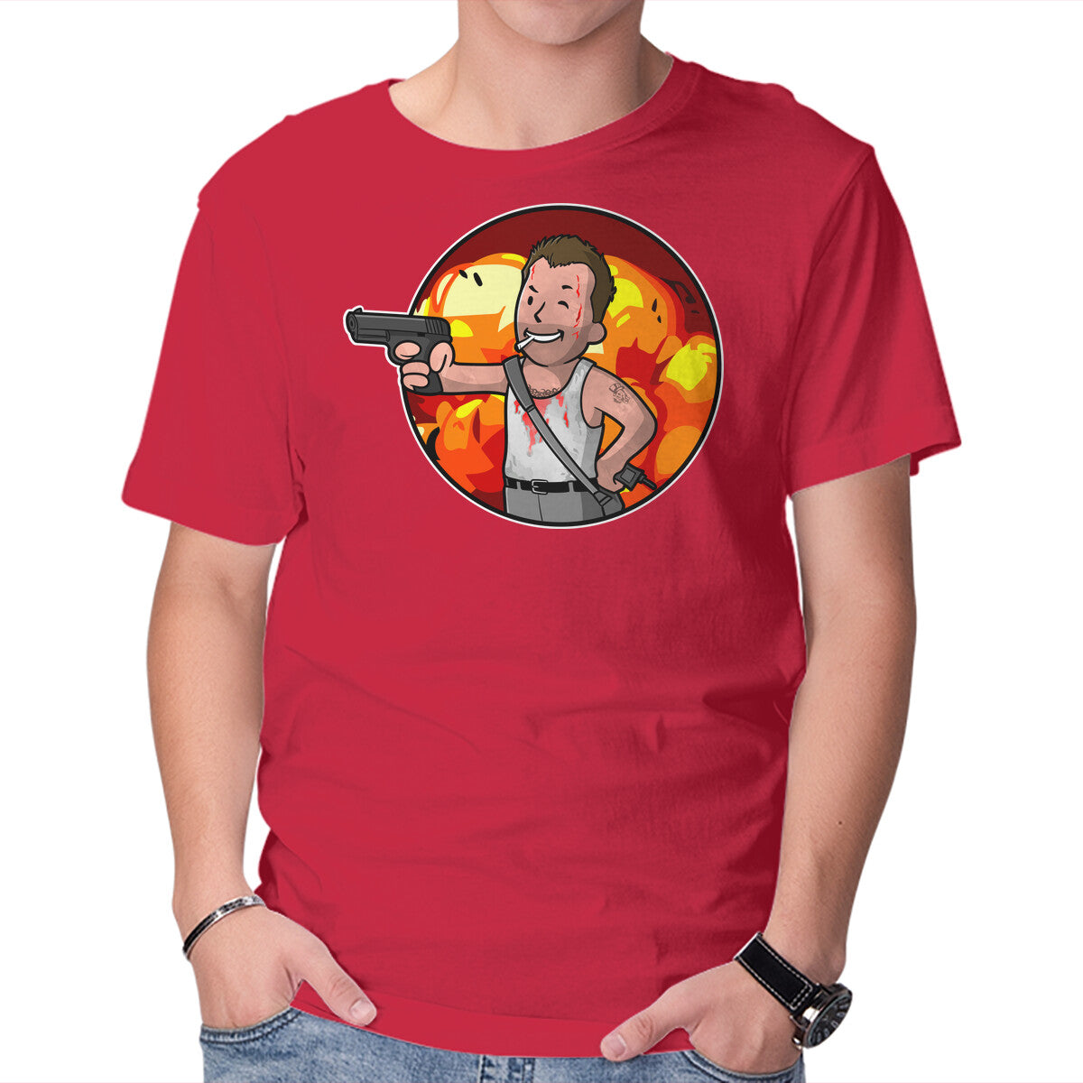 Unisex Crew Neck T-Shirt Vault McClane Graphic Short Sleeve Casual Tee M