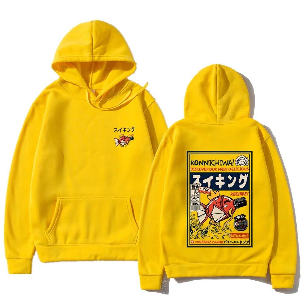 

Японский кандзи с принтом рыбы-фугу, унисекс, толстовка с капюшоном, хип-хоп, уличная одежда, толстовки, унисекс, женский большой свитшот, пуловер XL