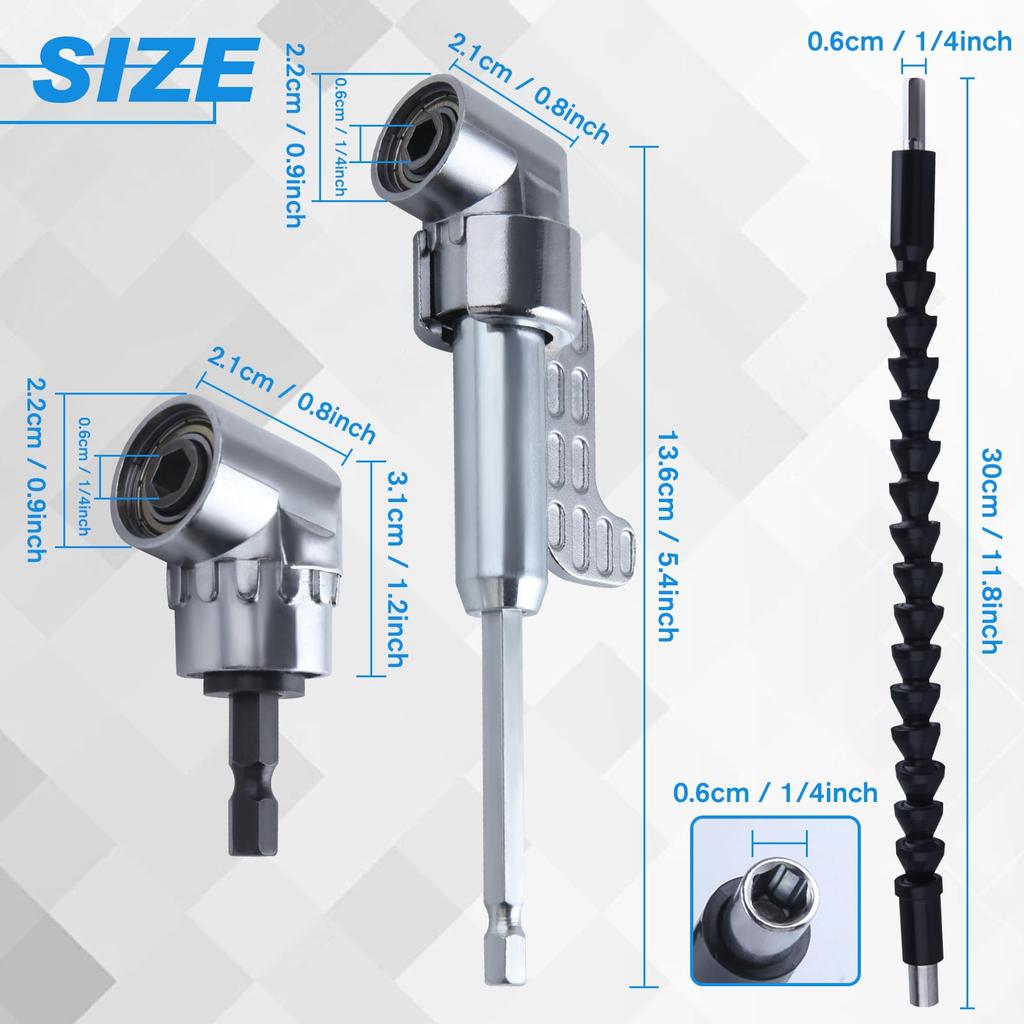 LEONTOOL Flexible Shaft 105 Degree Right Angle Drill Flexible Right Angle Drill Flexible Socket Right Angle Drill Extension Angle Screw Handy Hex