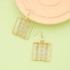 Square Hollowed-Out Color Block Beaded Earrings for Women