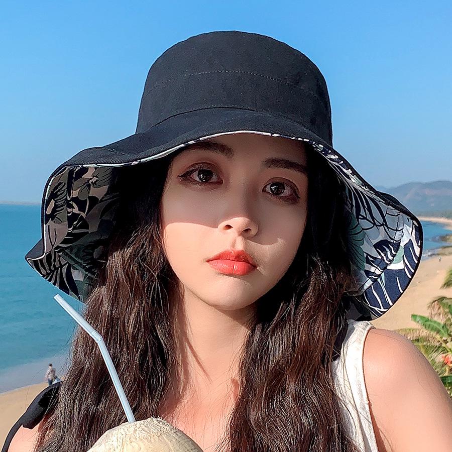 Korean-Style Wide Brim Sun Hat with Face Shield for Women