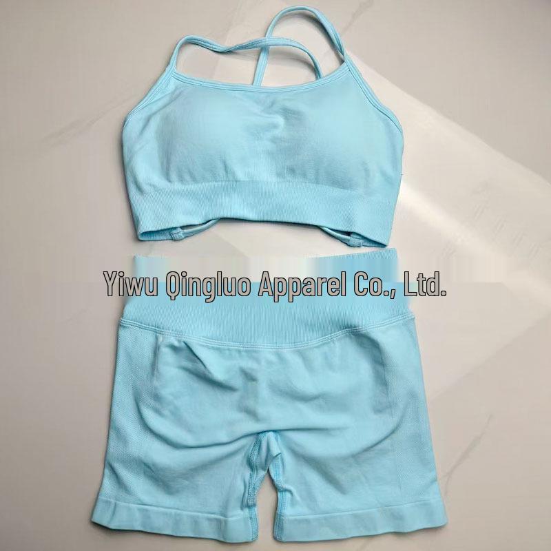 

Dfyne Seamless Criss-Cross Nylon Sports Bra & Yoga Shorts Set Medium