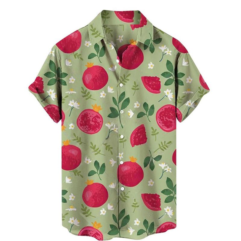 Men's Shirt  Fruit Pear Lemon 3d Printing Top Spring Summer Casual Hawaiian Blouse Lapel Short Sleeves Oversized Shirts Tops